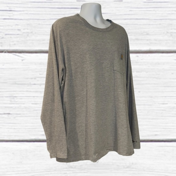 Carhartt Force Relaxed Fit Long Sleeve T-Shirt 2XL Gray Pocket Tee - Picture 5 of 10